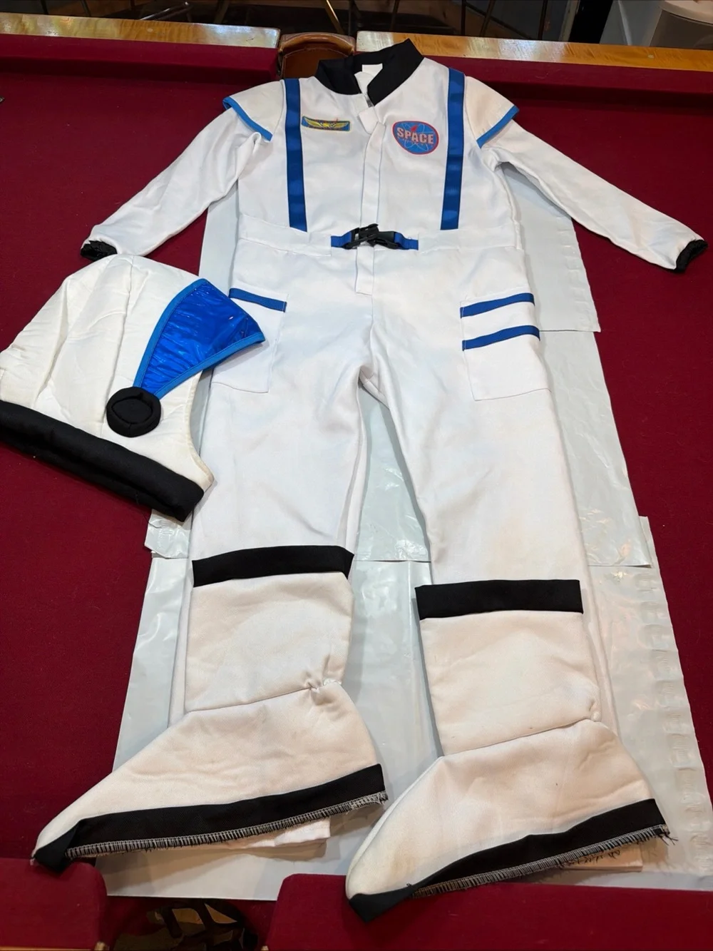 Astronaut Full kids costume Suit Boot Covers Helmet White Blue space Halloween M